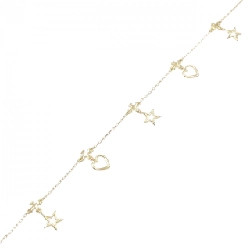 K18YG Vòng tay hình trái tim và ngôi sao - Hàng hiệu Chính hãng