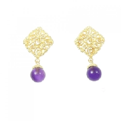 Bông tai Amethyst 750YG - Hàng hiệu Chính hãng