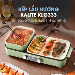 Bếp lẩu nướng 2in1 Kalite KLG333, điều chỉnh nhiệt riêng, công suất mạnh mẽ 1800W