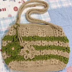TÚI SỢI  MÓC TAY HOẠ TIẾT DỄ THƯƠNG - HANDMADE CROCHET BAG 763509