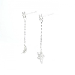 K18WG Mặt Trăng × Ngôi Sao Bông Tai Kim Cương - Hàng hiệu Chính Hãng 876721