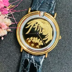 Đồng hồ mặt su bạc đúc, đính diamond vỏ bọc vàng dành cho nữ hiệu Franklin Mint mới 95% 557901