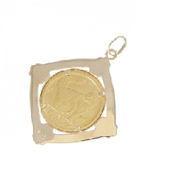 K18YG(枠) Mặt dây chuyền đồng xu - Hàng hiệu Authentic 866317