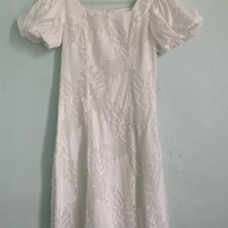 Đầm Dự Tiệc, Cổ Vuông Tay Phồng Họa Tiết Hoa Xinh Xắn 462314