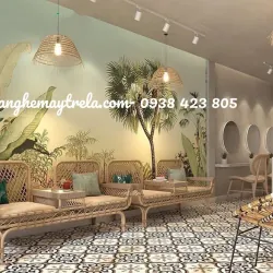 Ghế mây đôi kèm bàn phòng chờ spa 573272