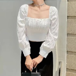 KOOKY HOUSE - ÁO ZOEY TOP - Áo croptop cổ vuông tay dài thiết kế chất vải cao cấp 16851