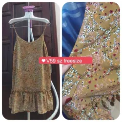 V59. Đầm hai dây hoa nhí nâu freesize 1037788