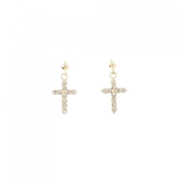 K18YG Bông tai kim cương chéo 0.30CT - Hàng hiệu Chính hãng