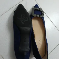 Giày cao gót xinh xắn màu xanh Nữ đính buckle họa tiết đá phần trên 776901