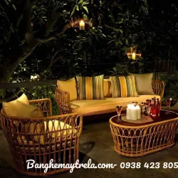 Sofa mây nhựa sân vườn 715348