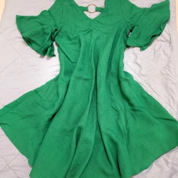 Đầm form rộng, linen xanh lá size S-M 463363