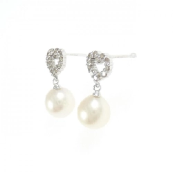 K18WG Bông tai ngọc trai Akoya hình trái tim 7.3mm - Hàng hiệu Chính hãng 866041