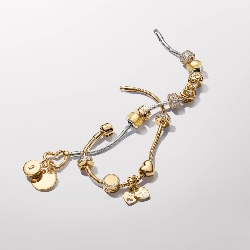 Charm Bấm Mạ Vàng 14k Pandora Moments Nút Thắt Trái Tim 382252