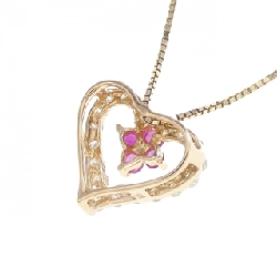 K14PG/K10YG Heart × Flower Ruby Necklace - Hàng hiệu Authentic 859825