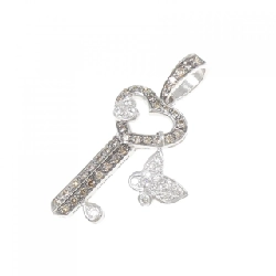 Mặt dây chuyền kim cương hình trái tim và bướm 750WG/750BG 0.45CT - Hàng hiệu Authentic