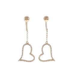 K18PG Bông tai hình trái tim kim cương 0.24CT - Hàng hiệu Chính hãng