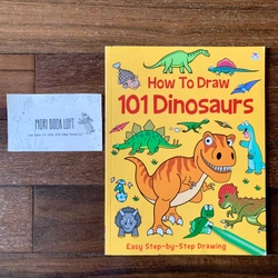 Sách tô màu ngoại văn How to Draw 101 Dinosaurs, Used, rách trang cuối