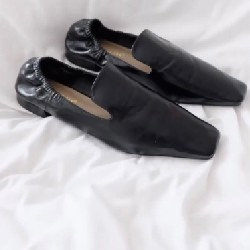 Giày bệt loafer da màu đen 12786