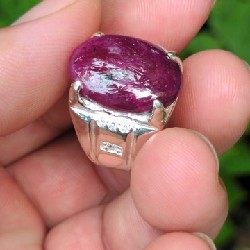 Nhẫn bạc nam đính đá ruby đỏ tự nhiên  7001