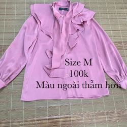 Sơ mi lụa màu hồng đỗ gần như mới