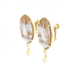 K18YG Shell Cameo Bông Tai - Hàng hiệu Chính hãng 878262