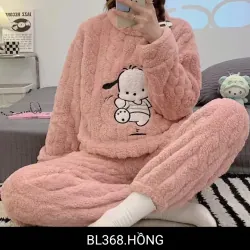 Bộ đồ ngủ lông cừu cho nữ- đồ mặc nhà bông mềm ấm mùa đông 759590