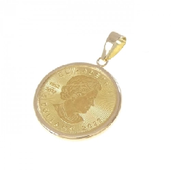 K18YG(枠) Đồng xu mặt dây chuyền - Hàng hiệu Authentic
