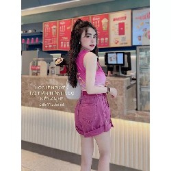 Quần short jean cạp cao lưng chun 11041