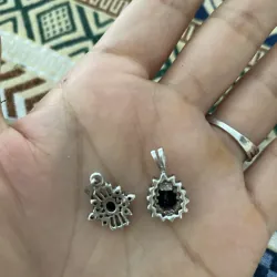 2 mặt saphire xanh đen đẹp bạc 925 1009187