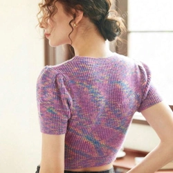 Áo dệt kim Knit mix dáng ngắn tay bồng size M 327965