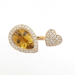 Nhẫn Citrine hình trái tim K18PG 1.88CT - Hàng hiệu Authentic 847032