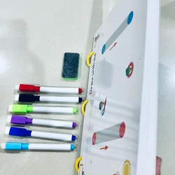 Đồ chơi giáo dục cho bé - Chính hãng Puzzle stroke line Viết vẽ xoá được + 6 bút lông 451309