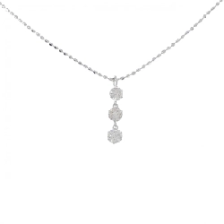 K18WG Dây chuyền kim cương ba viên 0.30CT - Hàng hiệu Chính hãng