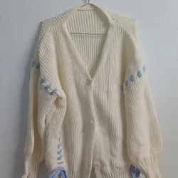 ÁO KHOÁC LEN DỆT KIM DÁNG DÀI FORM RỘNG - CADIGAN  753757