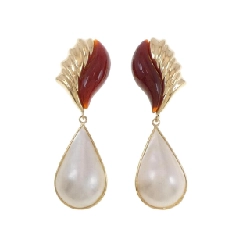 K18YG Mabe Pearl Earrings - Hàng hiệu Authentic