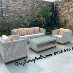 Bàn ghế sofa phòng khách mây nhựa 607395