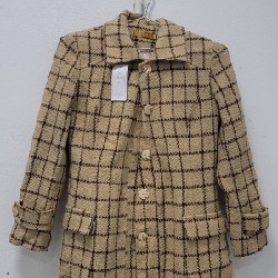 Áo khoác dạ nữ, size M, sọc nâu caro