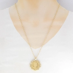 K18YG(枠) Dây chuyền đồng xu kim cương 0.07CT - Hàng hiệu Authentic 858519