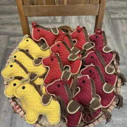 Đồ trang trí Tết Bính Ngọ 2026 con ngựa làm thủ công bằng len, búp bê ngựa bằng len 756055