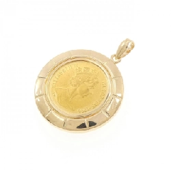 K18YG(枠) Đồng xu Mặt dây chuyền - Hàng hiệu Authentic