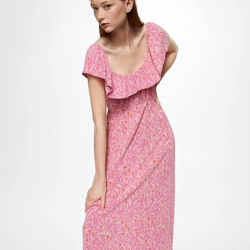 Đầm Floral Hồng Mango size XS chất liệu chun co giãn hàng chính hãng còn nguyên mác 461953