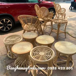 Ghế đôn tròn mây tre