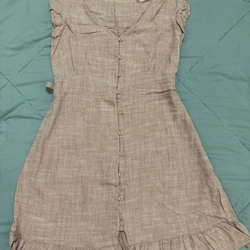Đầm linen hồng cài nút size S-M, có cột dây 463364