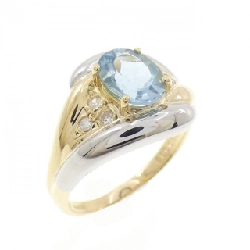 Nhẫn Blue Topaz K18YG/PT850 1.56CT - Hàng hiệu Chính hãng