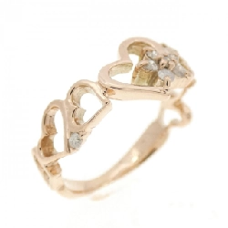 Nhẫn kim cương K10PG hình trái tim × hoa 0.07CT