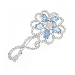 K18WG Aquamarine Brooch 2.28CT - Hàng hiệu Chính hãng