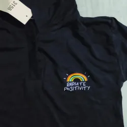 Áo croptop polo cầu vòng nữ free size màu đen nguyên mác 568136