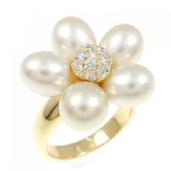 Nhẫn hoa ngọc trai trắng K18YG - Hàng hiệu Authentic