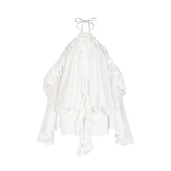 Đầm bí cổ yếm bèo nhún thun GLORIOUS chất liệu đũi vân mây hạn chế nhăn tôn dáng 532139
