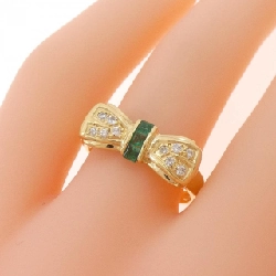 Nhẫn ngọc lục bảo K18YG hình ruy băng 0.15CT 670177